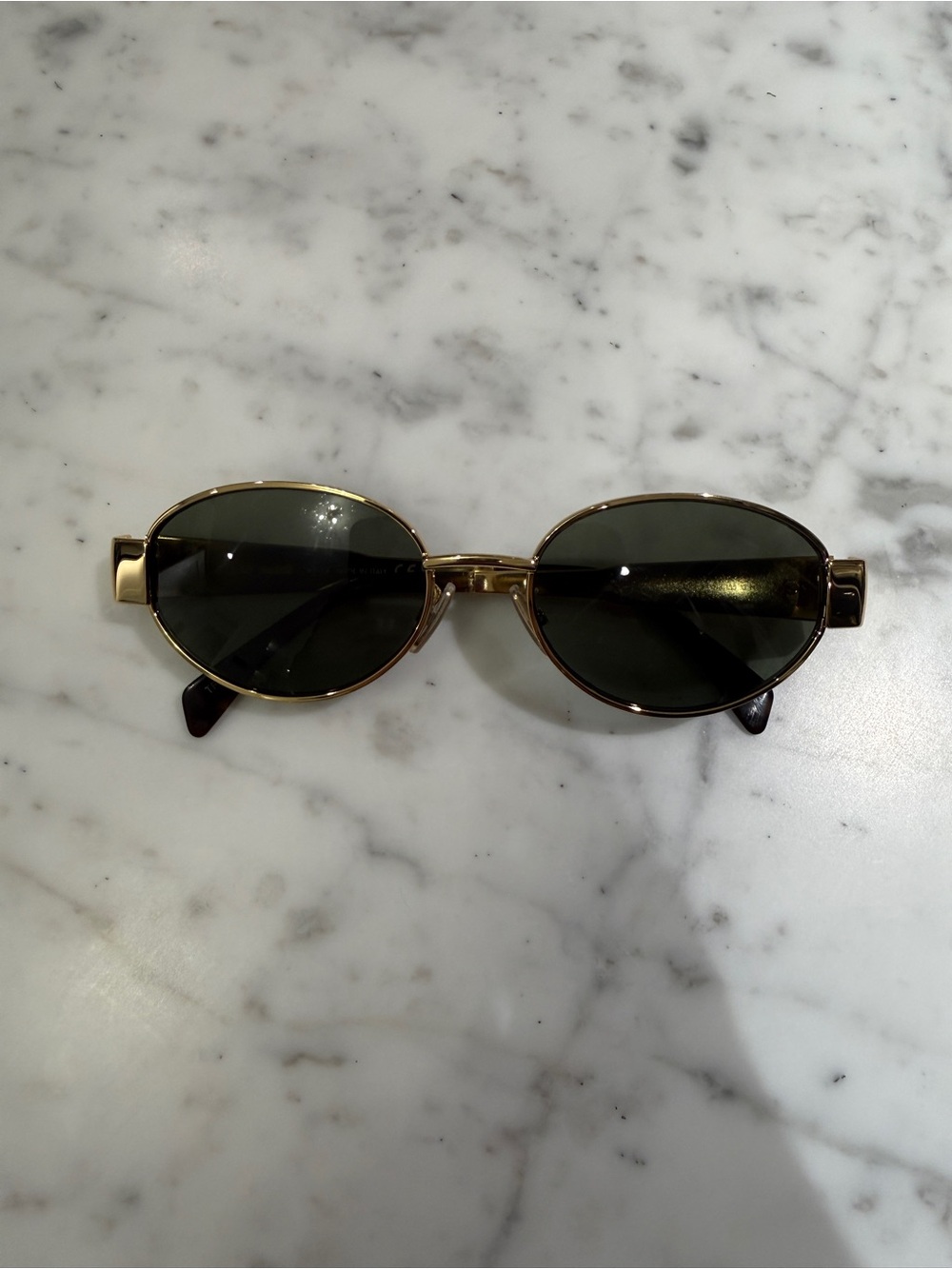 Celine Gold Frame Sunglasses with Dark Green Lenses